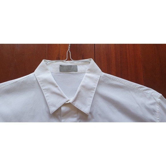 Dior Paris Men's Button-Up Shirt White Gray Sleeves Logo Casual Designer M/ 39 - Picture 5 of 11